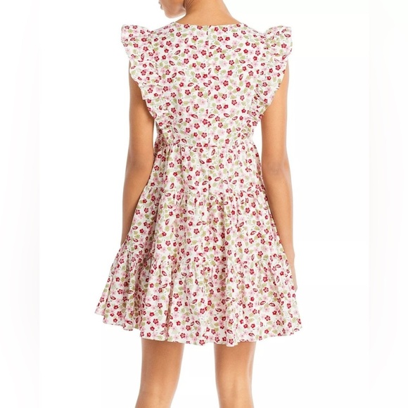 AQUA Floral V-Neck Tiered Mini Dress - Picture 4 of 11